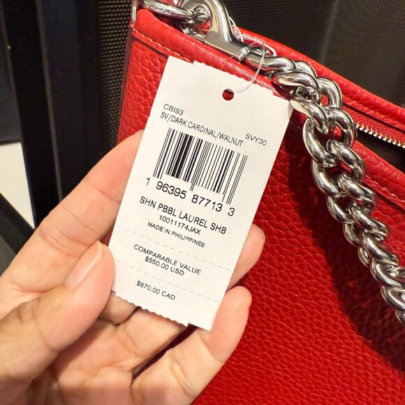 Last 1‼️COACH CBI93 Laurel Large Shoulder Bag With Mirror Charm And Pouch - Picture 10 of 11